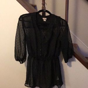 Sheer black half sleeve black shirt